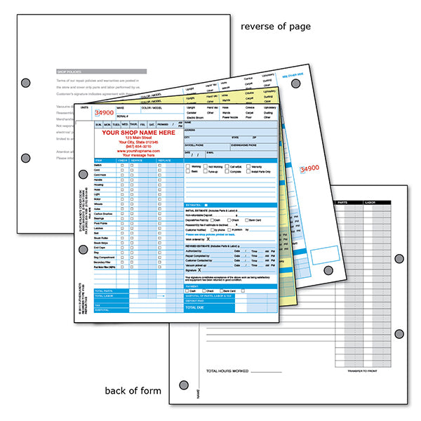 Type V100 Vacuum Service Form with Shop Name