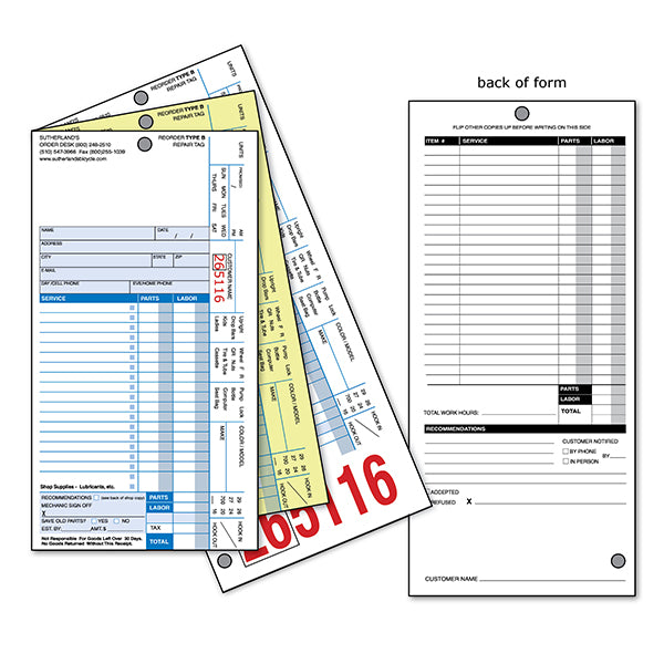 Type B Service Form Without Shop Name – Sutherland's Bicycle Shop Aids